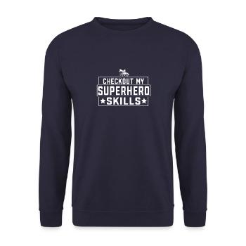 Wheelchair Access Handicap Checkout My Superhero - Unisex Sweatshirt - navy - Front - Alina (178cm) & Michal (187cm)