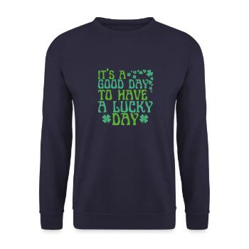 it's a good day to have a lucky, Funny St Patricks - Sweat-shirt Unisexe - marine - Devant - Alina (178cm) & Michal (187cm)
