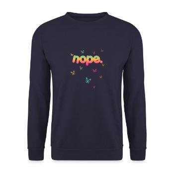 NOPE - sei kein ja-Sager! - Unisex Pullover - Navy - Vorne - Alina (178cm) & Michal (187cm)