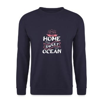 HOME SWEET OCEAN - Unisex Pullover - Navy - Vorne - Alina (178cm) & Michal (187cm)