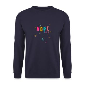 NOPE - sei kein ja-Sager! - Unisex Pullover - Navy - Vorne - Alina (178cm) & Michal (187cm)
