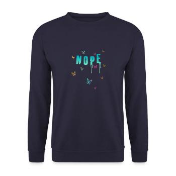 NOPE - sei kein ja-Sager! - Unisex Pullover - Navy - Vorne - Alina (178cm) & Michal (187cm)