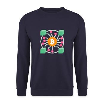 Bitcoin Blockchain Design - Unisex Sweatshirt - navy - Front - Alina (178cm) & Michal (187cm)