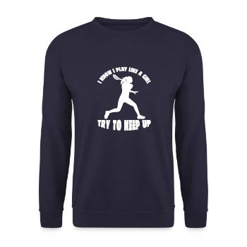 Tennisspieler Tennis Tennisverein Tennisliebhaber - Unisex Pullover - Navy - Vorne - Alina (178cm) & Michal (187cm)