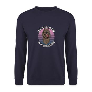 Weimaraner Welpe Hundeschule Spruch Pfote - Unisex Pullover - Navy - Vorne - Alina (178cm) & Michal (187cm)