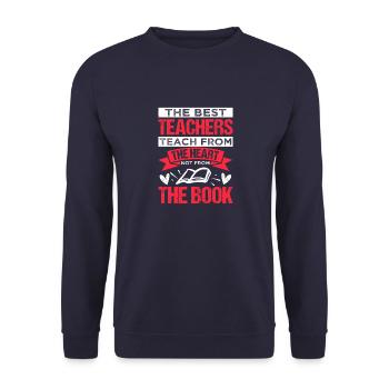DIE BESTEN LEHRER LEHREN AUS DEM HERZEN, NICHT AUS - Unisex Pullover - Navy - Vorne - Alina (178cm) & Michal (187cm)