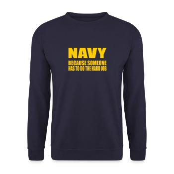 Drôle US Navy Militaire Soldat américain Navy - Sweat-shirt Unisexe - marine - Devant - Alina (178cm) & Michal (187cm)