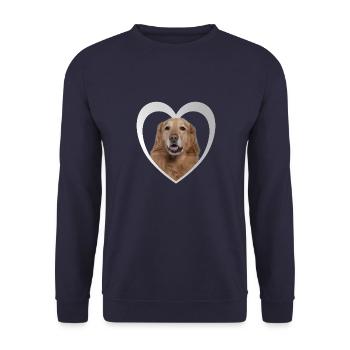 Hovawart Heart - J’aime Hovawart - Sweat-shirt Unisexe - marine - Devant - Alina (178cm) & Michal (187cm)