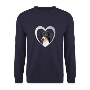 Entlebucher Mountain Dog Heart - J’aime Entlebucher - Sweat-shirt Unisexe - marine - Devant - Alina (178cm) & Michal (187cm)
