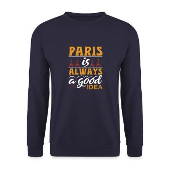 PARIS IS ALWAYS A GOOD IDEA - Unisex Sweatshirt - navy - Front - Alina (178cm) & Michal (187cm)