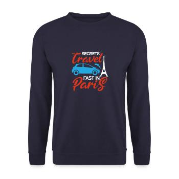 LES SECRETS VOYAGENT VITE À PARIS - Sweat-shirt Unisexe - marine - Devant - Alina (178cm) & Michal (187cm)