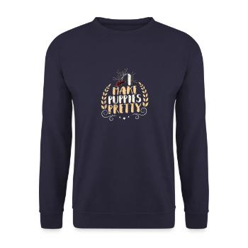 Hundefriseur Grooming Hunde Pflege Spruch - Unisex Pullover - Navy - Vorne - Alina (178cm) & Michal (187cm)