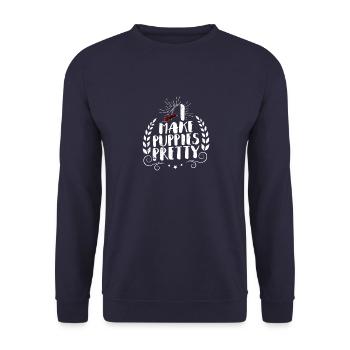 Hundefriseur Grooming Hunde Pflege Spruch - Unisex Pullover - Navy - Vorne - Alina (178cm) & Michal (187cm)