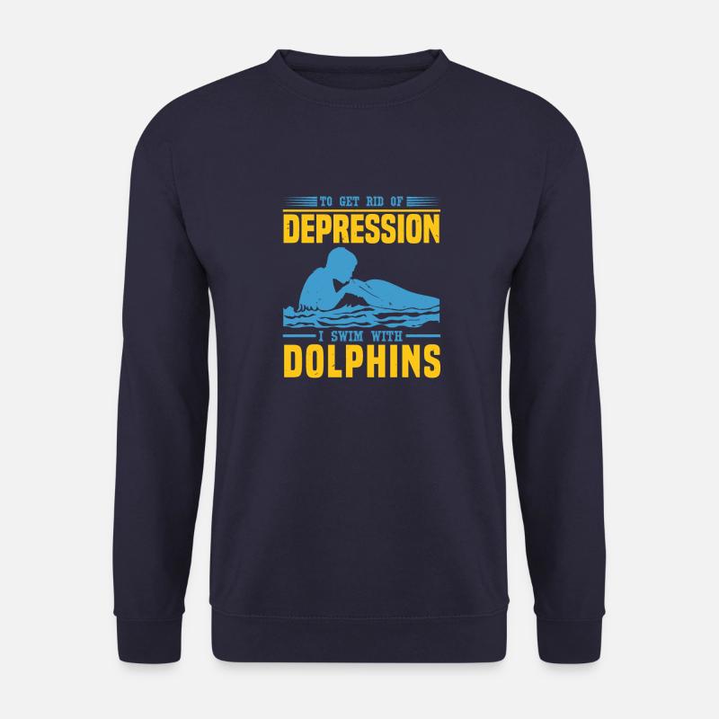 DEPRESSION ICH SCHWIMME MIT DELFINEN - Unisex Pullover - Navy
