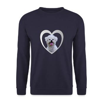 Bichon Frise Heart - I love Bichon Frise - Unisex Sweatshirt - navy - Front - Alina (178cm) & Michal (187cm)