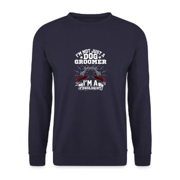 Hundepflege Hunde Schneiden Grooming Geschenk - Unisex Pullover - Navy - Vorne - Alina (178cm) & Michal (187cm)