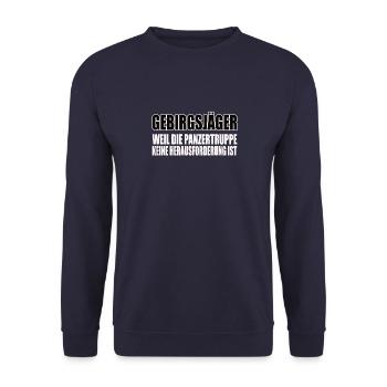 Lustiges Bundeswehr Soldaten - Unisex Pullover - Navy - Vorne - Alina (178cm) & Michal (187cm)