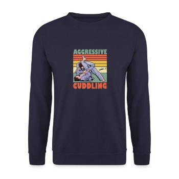 Brasilianische Jiu Jitsu Kampfkunst BJJ Spruch - Unisex Pullover - Navy - Vorne - Alina (178cm) & Michal (187cm)