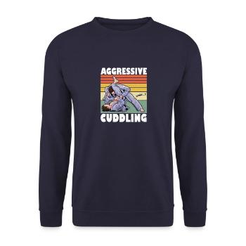 Brasilianische Jiu Jitsu Kampfkunst BJJ Spruch - Unisex Pullover - Navy - Vorne - Alina (178cm) & Michal (187cm)