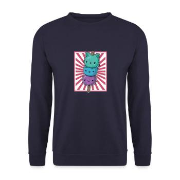 Mochi Kawaii Japan Essen Reis Eis Küche Spruch - Unisex Pullover - Navy - Vorne - Alina (178cm) & Michal (187cm)