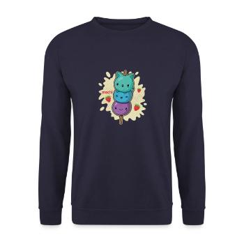 Mochigome Japan Spruch Reis Küche Eis Mochi - Unisex Pullover - Navy - Vorne - Alina (178cm) & Michal (187cm)