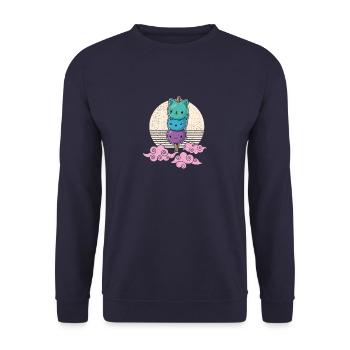 Mochi Mochigome Japan Japanische Küche - Unisex Pullover - Navy - Vorne - Alina (178cm) & Michal (187cm)