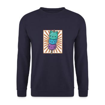 Mochi Kawaii Japan Essen Reis Eis Küche Spruch - Unisex Pullover - Navy - Vorne - Alina (178cm) & Michal (187cm)