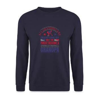 FoundLux New Design, ALL GRANDPAS ARE CREATED EQUA - Unisex Pullover - Navy - Vorne - Alina (178cm) & Michal (187cm)