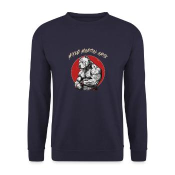 Käfig Kämpfer Hund - MMA Pitbull - Unisex Pullover - Navy - Vorne - Alina (178cm) & Michal (187cm)