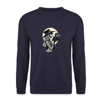 Dunkler mittelalterlicher Humor - Vertraut mir, - Unisex Pullover - Navy - Vorne - Alina (178cm) & Michal (187cm)
