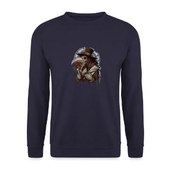 Pestarzt - Gruseliger Mittelalter-Renaissance-Arzt - Unisex Pullover - Navy - Vorne - Alina (178cm) & Michal (187cm)