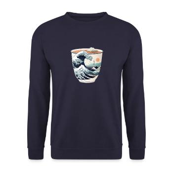 Kanagawa Wave - Reiten Sie auf den Gezeiten der - Unisex Pullover - Navy - Vorne - Alina (178cm) & Michal (187cm)