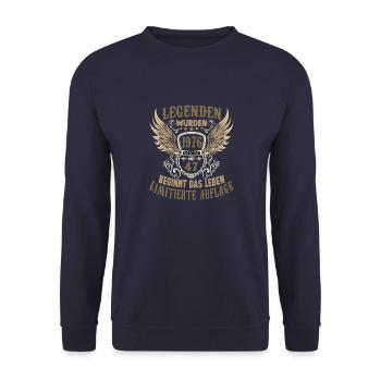 Legende 1976 47 Geburtstag Limitiertes Einzelstück - Unisex Pullover - Navy - Vorne - Alina (178cm) & Michal (187cm)