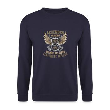 Legenden wurden Jahrgang 1924 geboren 99 Geburtsta - Unisex Pullover - Navy - Vorne - Alina (178cm) & Michal (187cm)