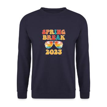 Groovy Spring Break 2023 Schulferien - Unisex Pullover - Navy - Vorne - Alina (178cm) & Michal (187cm)