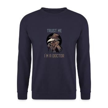Vertrau mir, ich bin ein weiblicher Pestarzt - - Unisex Pullover - Navy - Vorne - Alina (178cm) & Michal (187cm)
