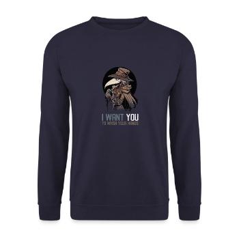 Ich möchte, dass du dir die Hände wäschst - - Unisex Pullover - Navy - Vorne - Alina (178cm) & Michal (187cm)