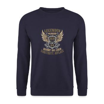 Legenden wurden Jahrgang 1939 geboren 84 Geburtsta - Unisex Pullover - Navy - Vorne - Alina (178cm) & Michal (187cm)