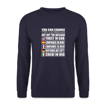 Trust in God Christians - Unisex Sweatshirt - navy - Front - Alina (178cm) & Michal (187cm)