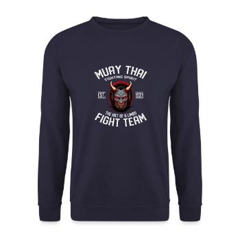 Muay Thai Oni-Krieger - Geschützt durch Muay Thai - Unisex Pullover - Navy - Vorne - Alina (178cm) & Michal (187cm)