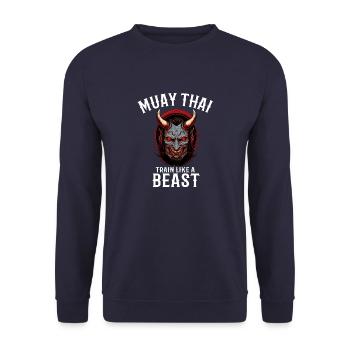 Muay Thai Oni Dämon - MMA Combat Sports - Unisex Pullover - Navy - Vorne - Alina (178cm) & Michal (187cm)