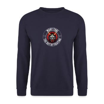 Muay Thai Oni - Thailändisches Boxen Dämonenkunst - Unisex Pullover - Navy - Vorne - Alina (178cm) & Michal (187cm)