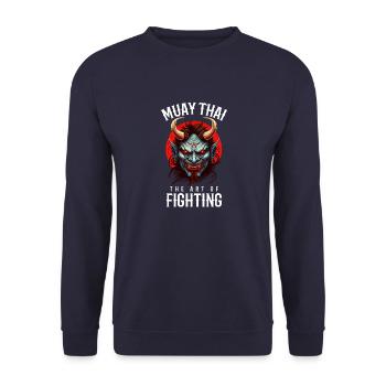 Muay Thai Oni Warrior Kampfteam - Unisex Pullover - Navy - Vorne - Alina (178cm) & Michal (187cm)