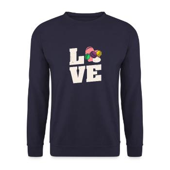 Makronen Italien Macaroon Italienisch Dessert - Unisex Pullover - Navy - Vorne - Alina (178cm) & Michal (187cm)