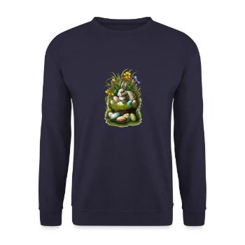 Lapin de Pâques avec œufs de Pâques Pâques - Sweat-shirt Unisexe - marine - Devant - Alina (178cm) & Michal (187cm)