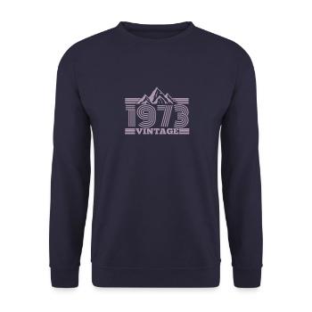 1973 Geburtstag Berge Wandern Klettern - Unisex Pullover - Navy - Vorne - Alina (178cm) & Michal (187cm)