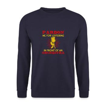 PARDON ME FOR LOITERING IN FRONT OF ANARCHESTRA - Unisex Sweatshirt - navy - Front - Alina (178cm) & Michal (187cm)