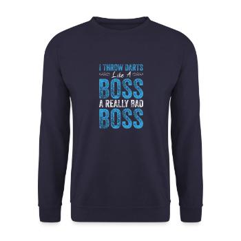 I throw darts like a boss a really bad boss - Unisex Pullover - Navy - Vorne - Alina (178cm) & Michal (187cm)