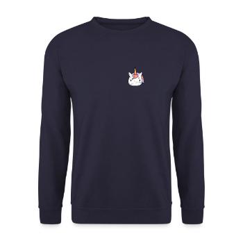 Unicorn Head in Rainbow Colors Pocket Grunge - Unisex Sweatshirt - navy - Front - Alina (178cm) & Michal (187cm)