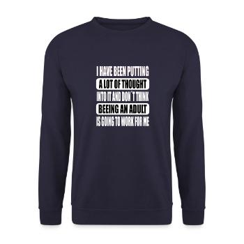 Lustiges Ich bin Erwachsen - Unisex Pullover - Navy - Vorne - Alina (178cm) & Michal (187cm)